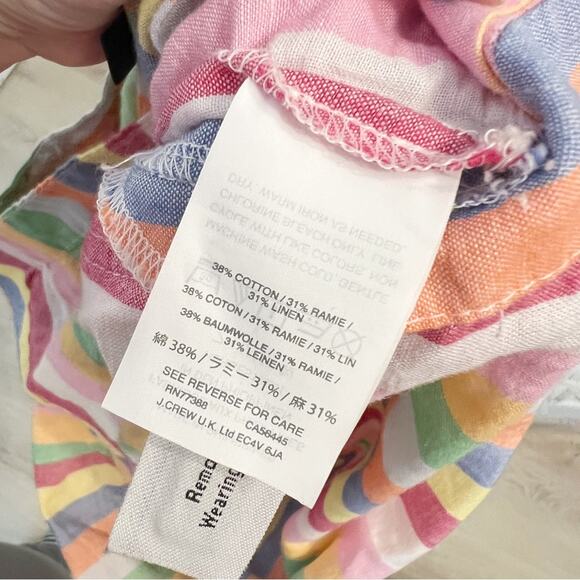 J CREW Rainbow Striped Cotton Linen Pocket Shirt Shift Dress, S - Picture 6 of 7